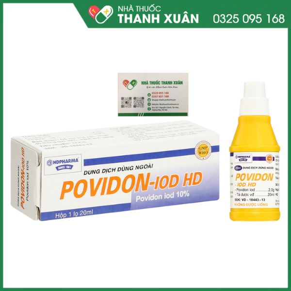 Dung dịch dùng ngoài Povidon - Iod HD - Sát trùng da, niêm mạc trước khi phẫu thuật, tiêm chích